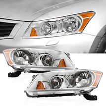 Headlights Chrome Housing Clear Lens Left+Right for 2008-2012 Honda Accord Sedan - £106.22 GBP