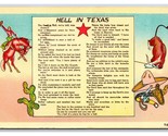Hell In Texas Cowboy Poem Comic Greetings TX Linen Postcard R28 - $2.92