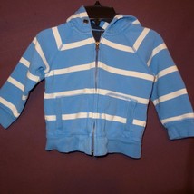 Jacket Hooded Striped Blue White Size 3T 3 Years Boys Baby Gap Zipper 2009 - £11.79 GBP
