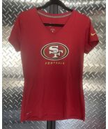 Nike Women’s San Francisco 49ers V-Neck T-Shirt Red Short Sleeve Size M - $24.77 CAD