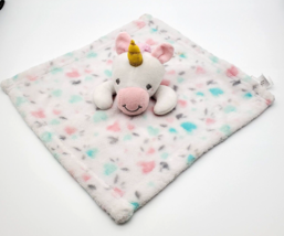 Babies First Unicorn Lovey Baby Security Blanket Nemcor Pastels &amp; White Plush - £7.01 GBP