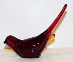 Lovely Fenton Art Glass Ruby Red Amberina Long Tail Bird Of Happiness Figurine - £31.32 GBP