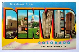 Greetings From Denver Colorado Large Letter Chrome Postcard Curt Teich Mile High - £8.18 GBP