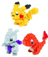 Nanobocks - 3 Sets -  Pikachu, Hitokage and Mewtwo - Pokemon Characters - £25.50 GBP