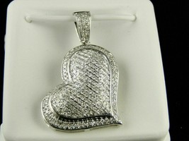 1.96Ct Round Cut Diamond Women 14K White Gold Finish Heart Pendant Charm Locket - £88.16 GBP