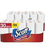 Scott Paper Towels Bulk 56 Regular Rolls 30 Mega Rolls 2 Packs of 15 White - $59.86