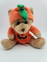 Hallmark Halloween Teddy Bear in Jack o&#39; Lantern Pumpkin Suit Costume 10&quot; Brown - £8.77 GBP