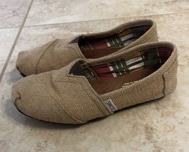 Toms Classic Burlap Natural Tan Slip on Women Shoes Size 7 M - $14.84