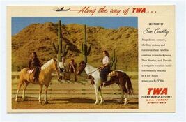 TWA Southwest Sun Country Postcard Horses Cactus Arizona Nevada New Mexico - $13.86