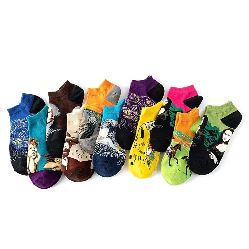 Sporting 1Pair Funny Van Gogh A Painting Casual Ankle Socks Fashion Colorful Har - £23.89 GBP