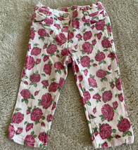 Janie &amp; Jack Girls White Pink Roses Jeans 12-18 Months - £21.60 GBP