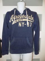 AEROPOSTALE Navy Blue Distressed Pullover Hoodie Sweatshirt Size XS Women&#39;s - $19.00