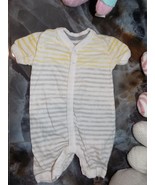 Burt&#39;s Bees Baby 100% Organic Cotton One-Piece Gray Yellow Romper Size 0... - €21,18 EUR