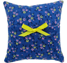 Blue tooth fairy pillow  flower print fabric  yellow ribbon bow trim   copy thumb200