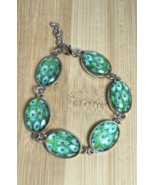 Handcrafted Bracelet, Peacock epoxy beads with silver tone and stainless... - $12.38