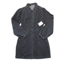 NWT Free People Mia in Black Puffed-sleeve Denim Mini Dress M - £66.03 GBP