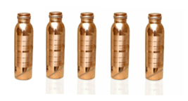 Copper Water Drinking Bottle Tumbler Ayurvedic Health Benefits 1000 ML Set Of 5 - £60.94 GBP
