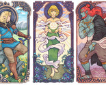 Legend of Zelda Tears of The Kingdom Art Nouveau Poster Print Set of 3 M... - $105.99