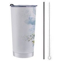 Mondxflaur Watercolor Floral Steel Thermal Mug Thermos with Straw for Co... - £16.77 GBP