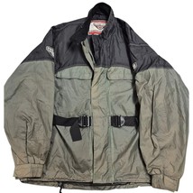 Firstgear Motorcycle Convertible Nylon Rain Jacket /Bag Black/Green  Sz L - $44.55