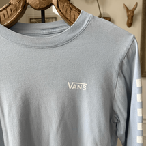 Vans Light Blue Long Sleeve Tshirt 100% Cotton Checkerboard Slim L - $201.25 MXN
