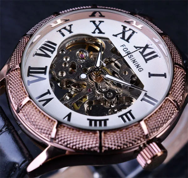 Watch Forsining Skeleton Watch Transparent Roman Number  Men   Mechanical Men Bi - $64.98