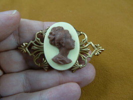 CA2-6 Rare African American LADY ivory + milk chocolate resin CAMEO Pin Pendant - £24.65 GBP