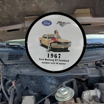 Vintage 1967 Ford Mustang GT Fastback Automobile Porcelain Gas &amp; Oil Pump Sign - £98.07 GBP