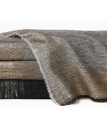 Sferra Stilo Grey Gold Metallic Accent Throw Fringed Alpaca Wool Blend Italy NEW - $215.00