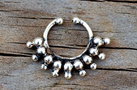 Silver Nose Ring, Tribal Nose Ring, Indian Fake Septum - £7.07 GBP