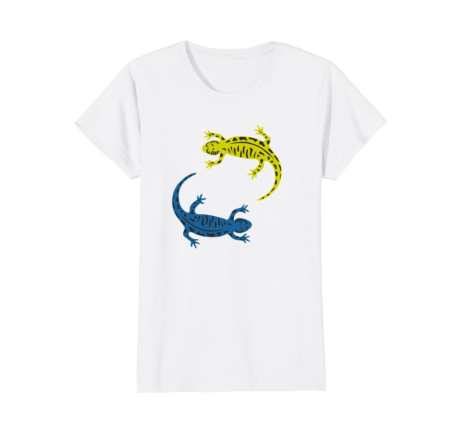 Blue  Yellow Geckos Shirt - Cute Colorful Lizard Tee - £15.80 GBP