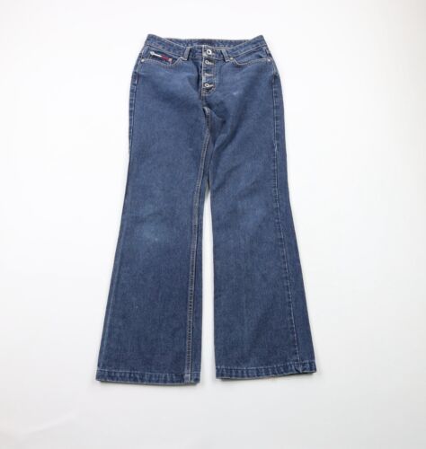 Primary image for Vintage 90s Tommy Hilfiger Womens 7 Distressed Flared Button Fly Denim Jeans