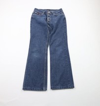 Vintage 90s Tommy Hilfiger Womens 7 Distressed Flared Button Fly Denim Jeans - £35.48 GBP
