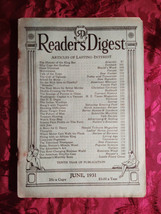 Readers Digest June 1931 O. Henry D. H. Lawrence James M Cain Fred Eastman - £10.98 GBP