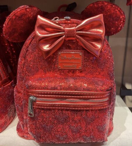 Disney Parks Loungefly Minnie Mouse Pirate REDD Red Sequined Mini Backpack - $120.99