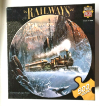 Master Pieces Railways Climbing Eagle Pass 500 Piece Round Puzzle - $14.84