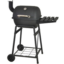 Barrel Charcoal Grill 26-Inch Mini Side Shelf Black BBQ Outdoor Cooking Barbecue - £63.03 GBP