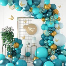 168Pcs Teal Balloons Garland Arch Kit, Double-Stuffed Dark Teal Blue Turquoise M - £28.76 GBP