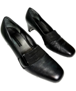 Trotters Beth women&#39;s Black Leather Slip-on 2 inch Pumps size 6.5M - $23.46
