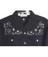 Christine Alexander jacket Swarovski E30 black cotton size M snowflakes - $1,630.83 MXN