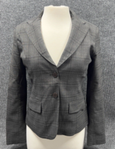 New York &amp; Company 2 Button Blazer Jacket Women Size 2 Gray Plaid Stretc... - £18.60 GBP
