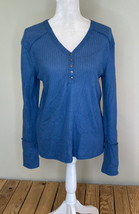 caslon NWOT women’s waffle knit half button top size M blue J11 - £8.27 GBP