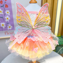 Dog Rainbow Butterfly Skirt, Summer Cat Princess Dress, Pet Clothes Dress - $20.99