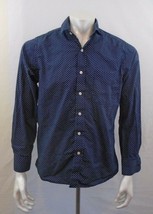 The Savile Row Men&#39;s Diamond Pattern Long Sleeve Blue Button Up Shirt Size M - £8.22 GBP