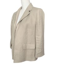 Talbots 100% Linen Open Front Blazer Jacket Size 10 Beige Pockets Career - $27.71