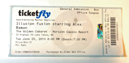 Horizon Casino Lake Tahoe NV~ Alex Ramon &#39;Fusion&#39; Magic Show 2013 Ticket Stub - £5.53 GBP