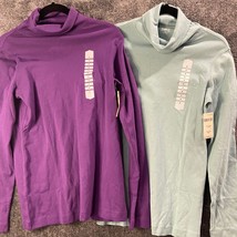 Duluth Trading Shirt Womens Medium Lot of 2 Longtail Turtleneck Purple B... - £18.08 GBP