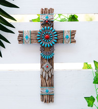 Ebros Southwest Native Indian Navajo Vector Turquoise Beads Dreamcatcher Cross - £23.96 GBP