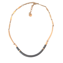 Stella and Dot Marcell Collar Choker Necklace Matte Gold Tone Black Leather - £29.81 GBP