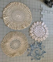 Vintage Hand Crocheted Doily Set of 4 #18t - £9.95 GBP